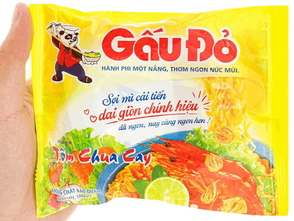 Thùng mì Gấu Đỏ tôm chua cay