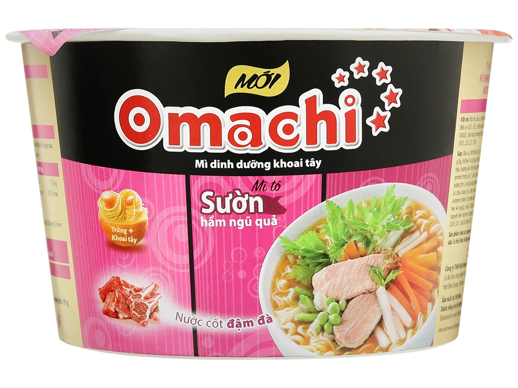 Thùng 18 hộp mì khoai tây Omachi sườn hầm ngũ quả 95g