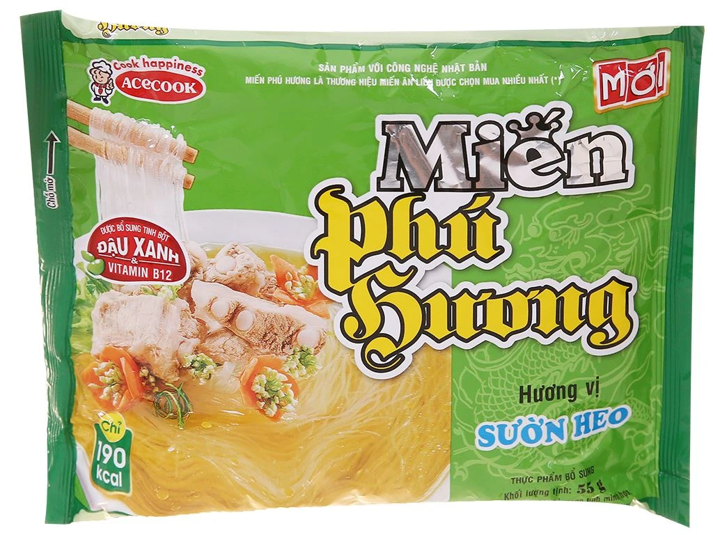 Thùng 24 gói miến Phú Hương sườn heo 55g